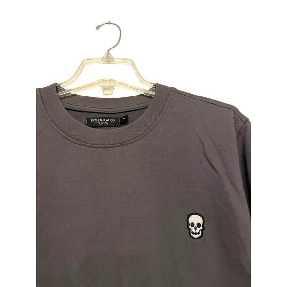 Bolongaro Trevor Lounge Crew Sweatshirt‎ Men Size Large Gray Skull Embroidered - Picture 4 of 8
